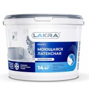 Краска моющаяся латексная белоснежная ЛАКРА , 14 кг