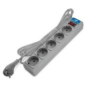 Удлинитель с сетевым фильтром 5х5м с заземл 10А IP20 2.2кВт ПВС 3х1 с выкл. сер. DOMTOK 2534