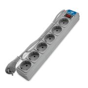 Удлинитель с сетевым фильтром 6х5м с заземл 10А IP20 2.2кВт ПВС 3х1 с выкл. сер. DOMTOK 2520