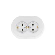 Розетка 2-м СП OSEN с заземл. ПБТ круглая механизм бел. LEZARD 744-0200-127B