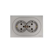 Розетка 2-м СП OSEN с заземл. ПБТ механизм сер. матов. LEZARD 743-7400-127B