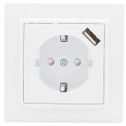Розетка 1-м СП Минск 16А IP20 с заземл. защ. шторки с заряд. устройством USB 1А бел.