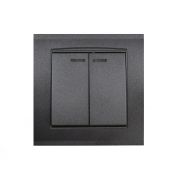 Выключатель 2-кл. СП Бриллиант 10А IP20 с подсветкой в сборе графит Universal 7947410-Gr