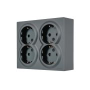 Розетка 4-м ОП LETO с заземл. закрытый корпус ПБТ графит LEZARD 752-3400-127BDP