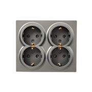 Розетка 4-м ОП LETO с заземл. закрытый корпус ПБТ платина LEZARD 752-3500-127BDP