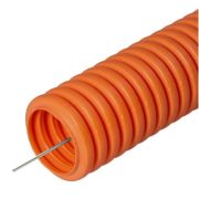 Труба гофрированная ПНД d32ммс протяжкой оранж.
