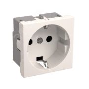 Розетка в кабель-канал с заземлением со шторками белый РКС-20-30-П-К