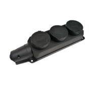 Колодка тройная с загл. каучук 2P+E 16A IP44 черная