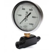 Манометр МА 100ВУ63 с адаптером, виброустойчивый, 100МПа, Диам. 63 мм, резьба К3/8«-К3/8»