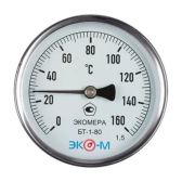 Термометр биметаллический ЭКОМЕРА БТ-1-80, 0-160С, L=40