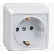 Розетка 1-м ОП Октава РС20-3-ОБ 16А IP20 с заземл. бел. IEK ERO11-K01-16-DC