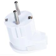 Вилка угловая с заземлением белая 16А 250В