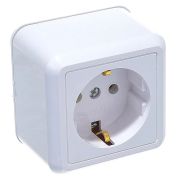 Розетка 1-м ОП Оптима РА16-376 16А IP20 с заземл., с монтаж. пластиной, бел.