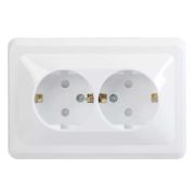 Розетка 2-м СП Селена 16А IP20 с заземл. белая