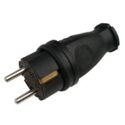Вилка прямая каучук 2Р+Е 16А IP44 черная
